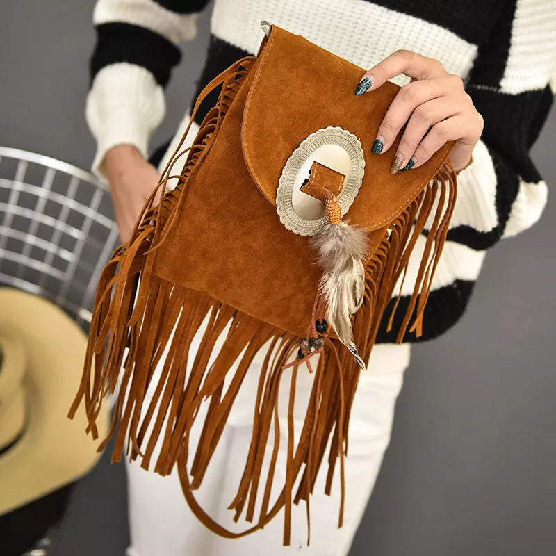 Fringe Tassel Crossbody Bag - Brown - View 5