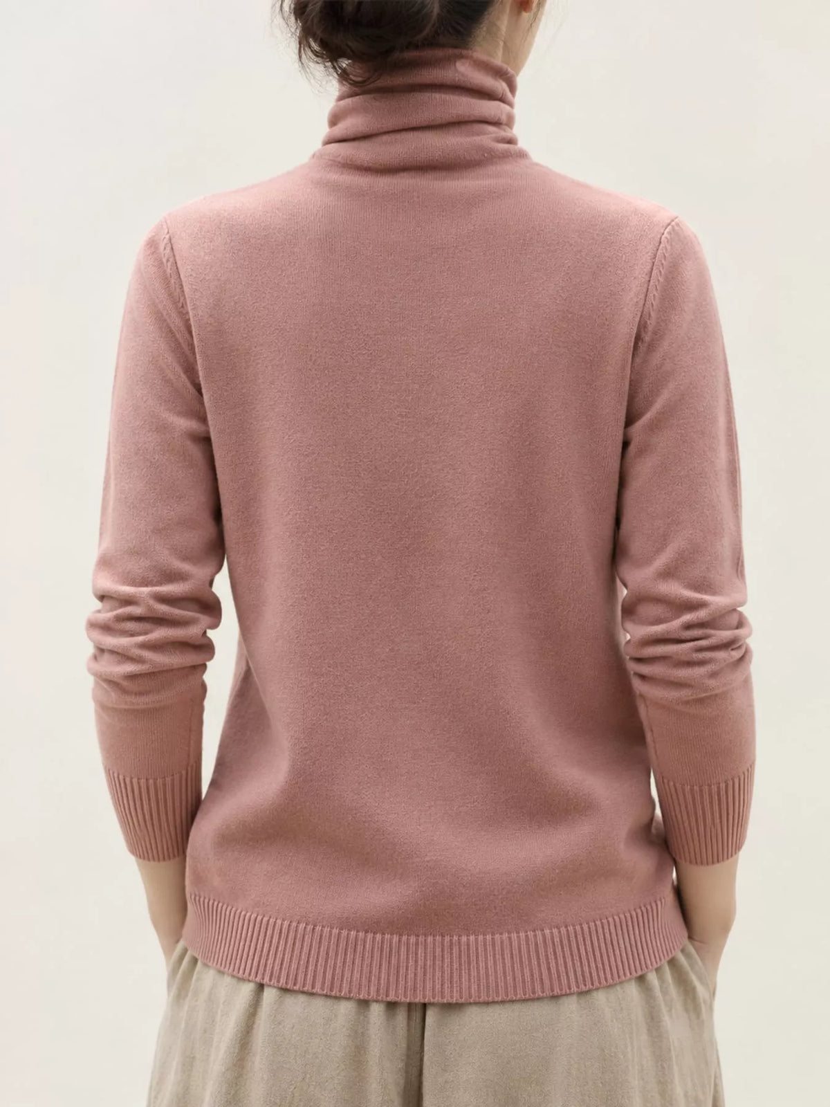 Full Size Slim-Fit Turtleneck Knit Top Plus Size - Dusty Pink - View 16