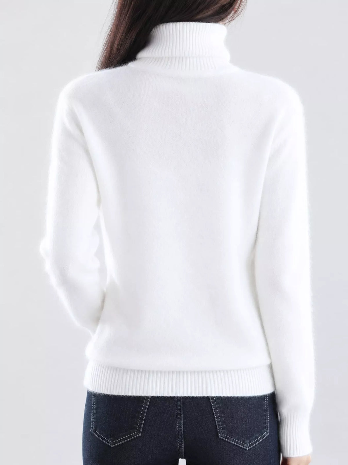 Full Size Turtleneck Long Sleeve Sweater Plus Size - White - View 18
