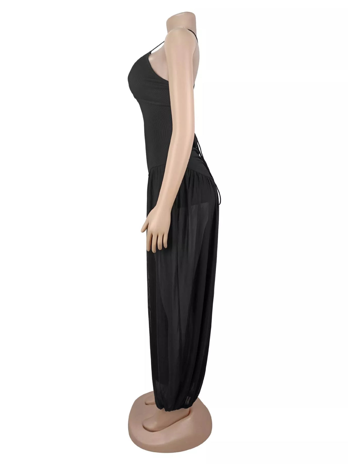Spaghetti Strap Wide-Leg Jumpsuit - Black - View 3