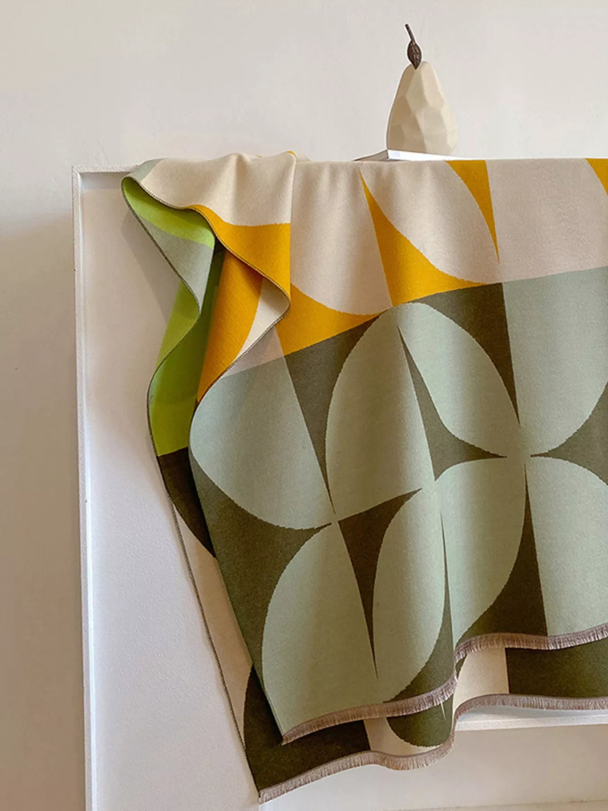 Contrast Raw Hem Scarf - Sage - View 5