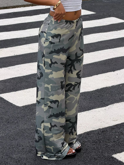 Camouflage Wide-Leg Casual Pants - Green Camouflage - View 4