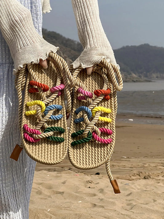 Colorful Rope Woven Sandals - product photo 1