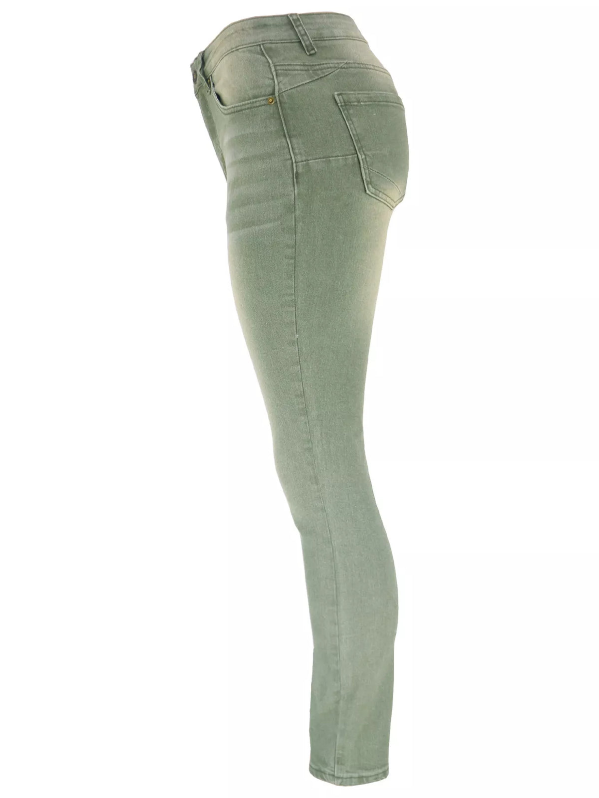 High-Waisted Slim-Fit Jeans - Green - View 7