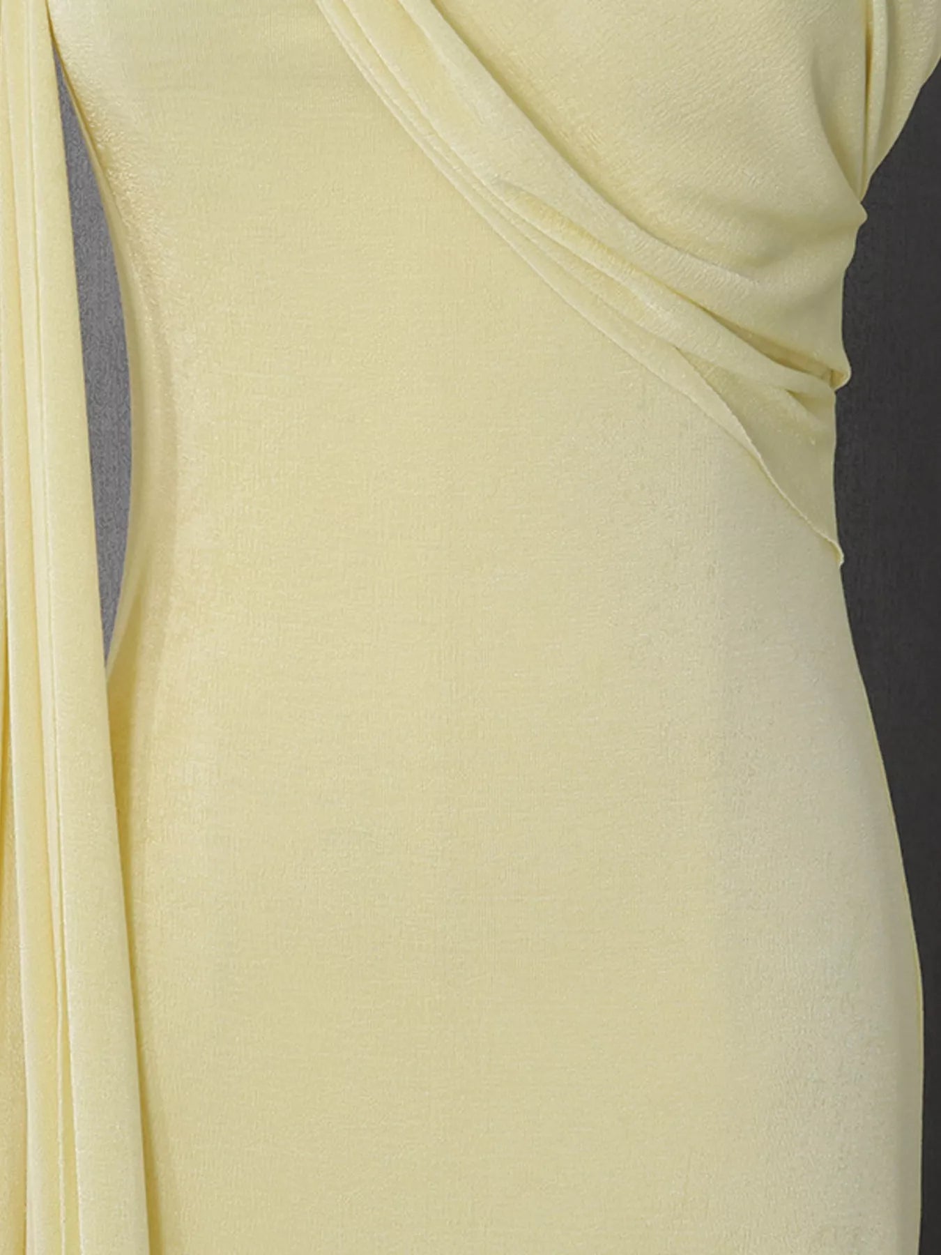 One-Shoulder Draped Maxi Dress - Yellow - Waist Drape Detail View