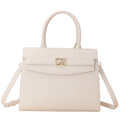Top Handle Leather Handbag - Ivory - View 5