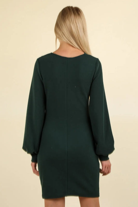 VERY J Ruched Detail Bodycon Mini Dress - Forest - View 2