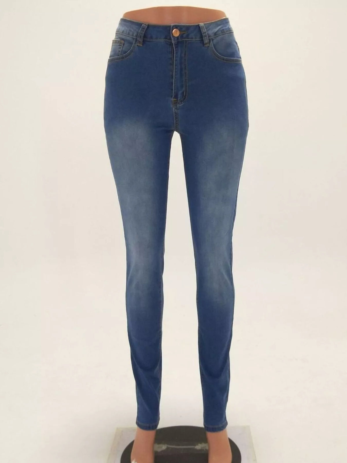 High-Waisted Skinny Jeans - Dusty Blue - View 3