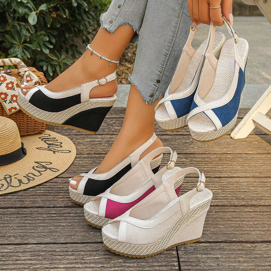 Peep Toe Wedge Sandals - Color comparison - View 1
