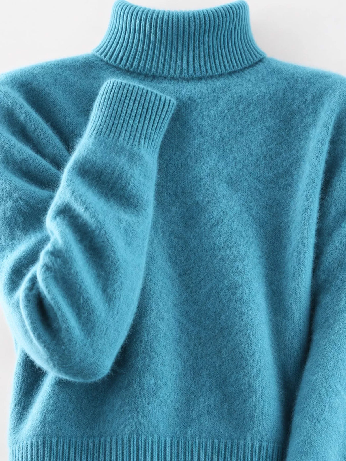 Full Size Turtleneck Long Sleeve Sweater Plus Size - Lake Blue - View 52