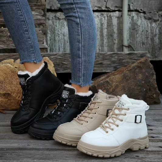 Lace-Up Ankle Boots with Buckle Detail - All Colors - View 1
