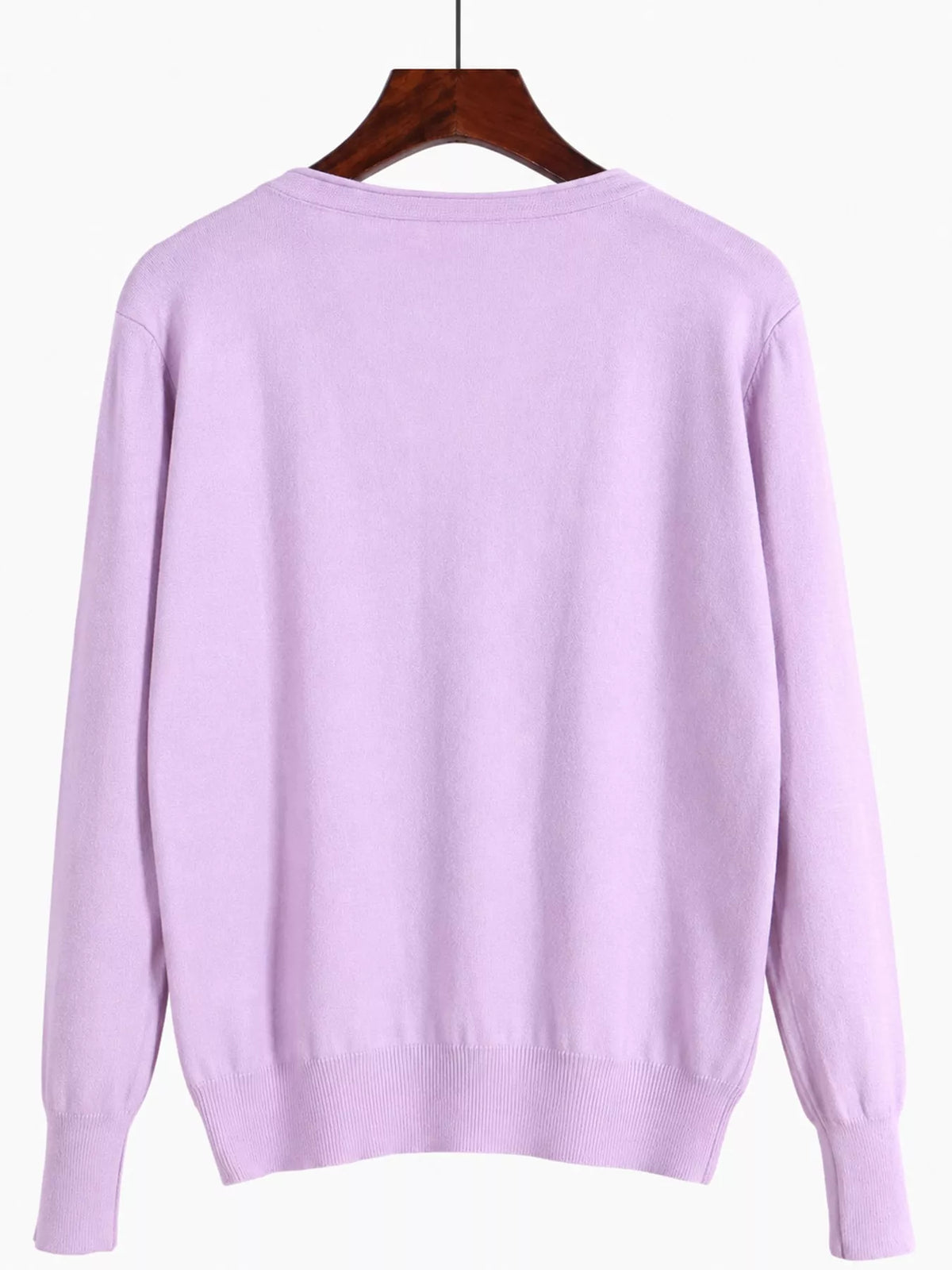 Classic V-Neck Button-Down Knit Cardigan - Violet - View 20