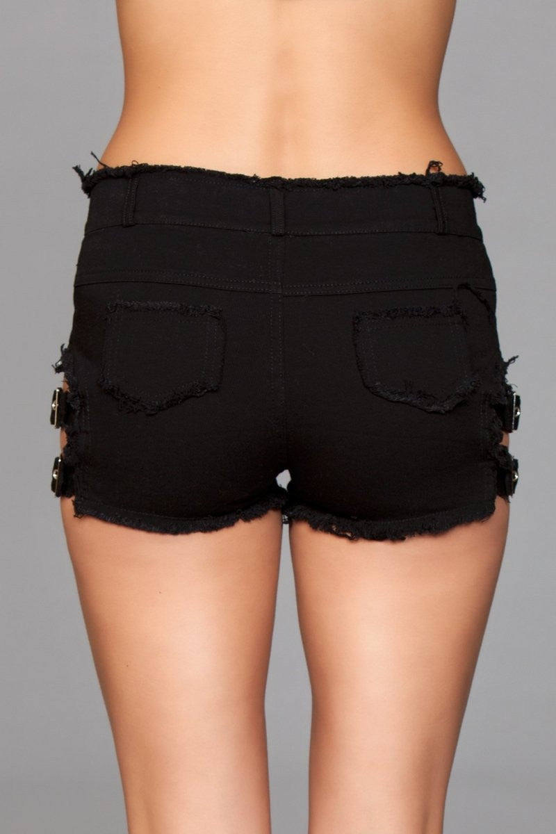 J10 Buckled Down Denim Shorts - Black - View 3