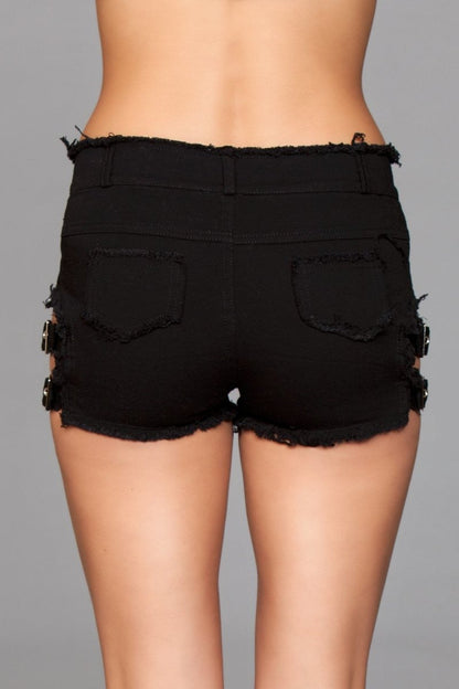 J10 Buckled Down Denim Shorts - Black - View 3