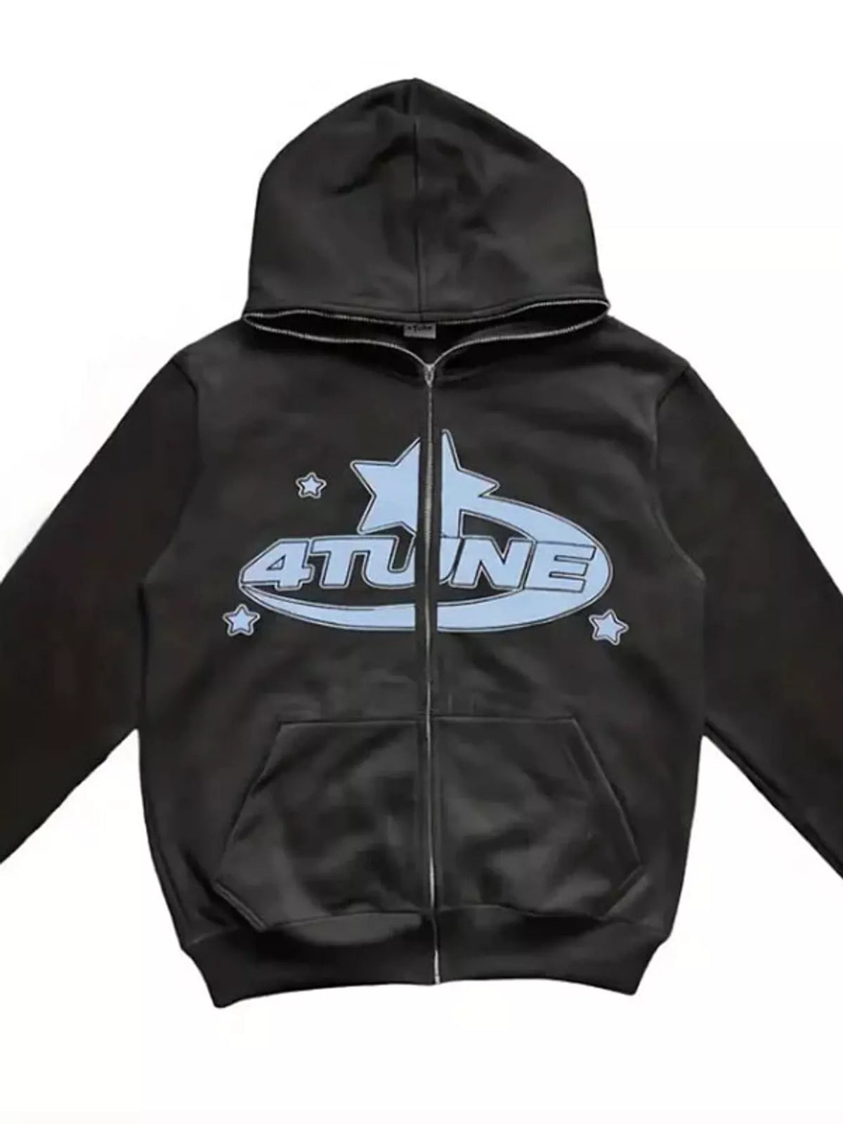 Full Size Letter Graphic Zip Up Hoodie Plus Size - Black - View 15