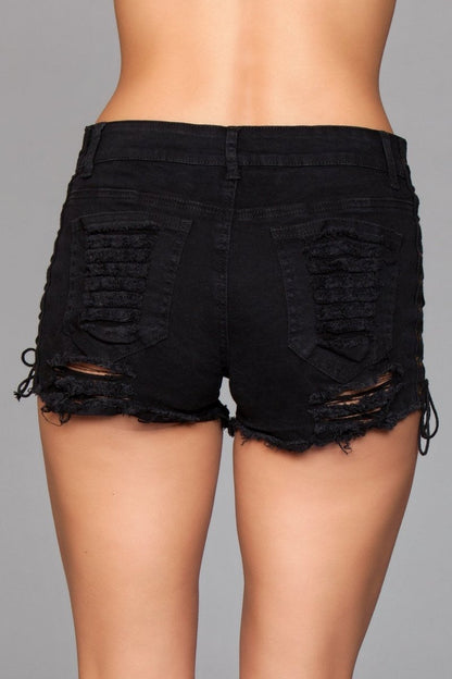 J5 Looped in Distress Shorts - Black - View 3