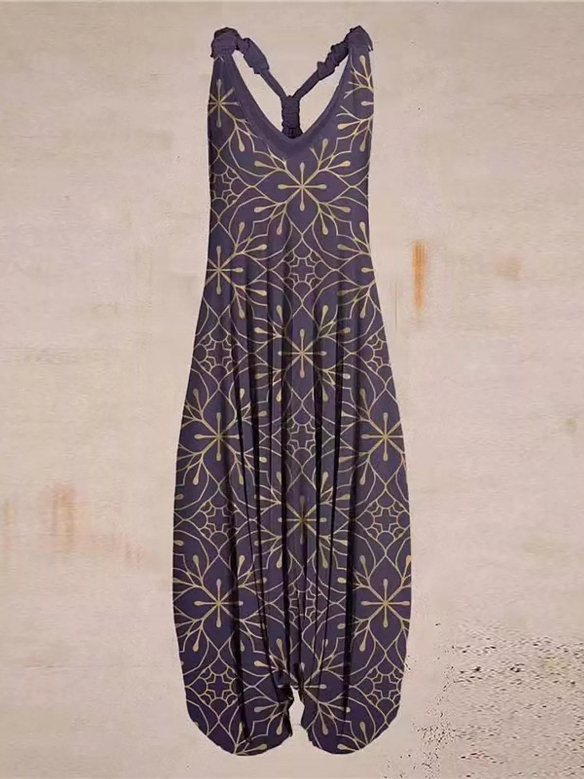 Full Size Printed V-Neck Sleeveless Jumpsuit Plus Size - 12- - View 49