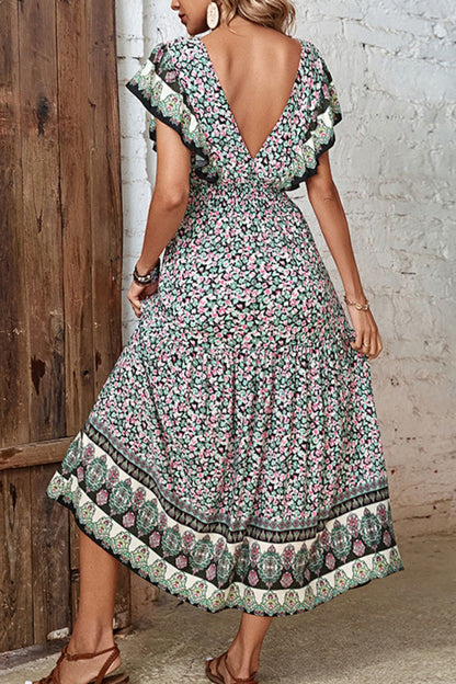 Perfee Ditsy Floral Ruffled Plunge Dress - Floral - View 2
