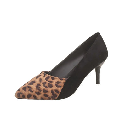 Point Toe Suede Pumps - Yellow Leopard Print - View 18