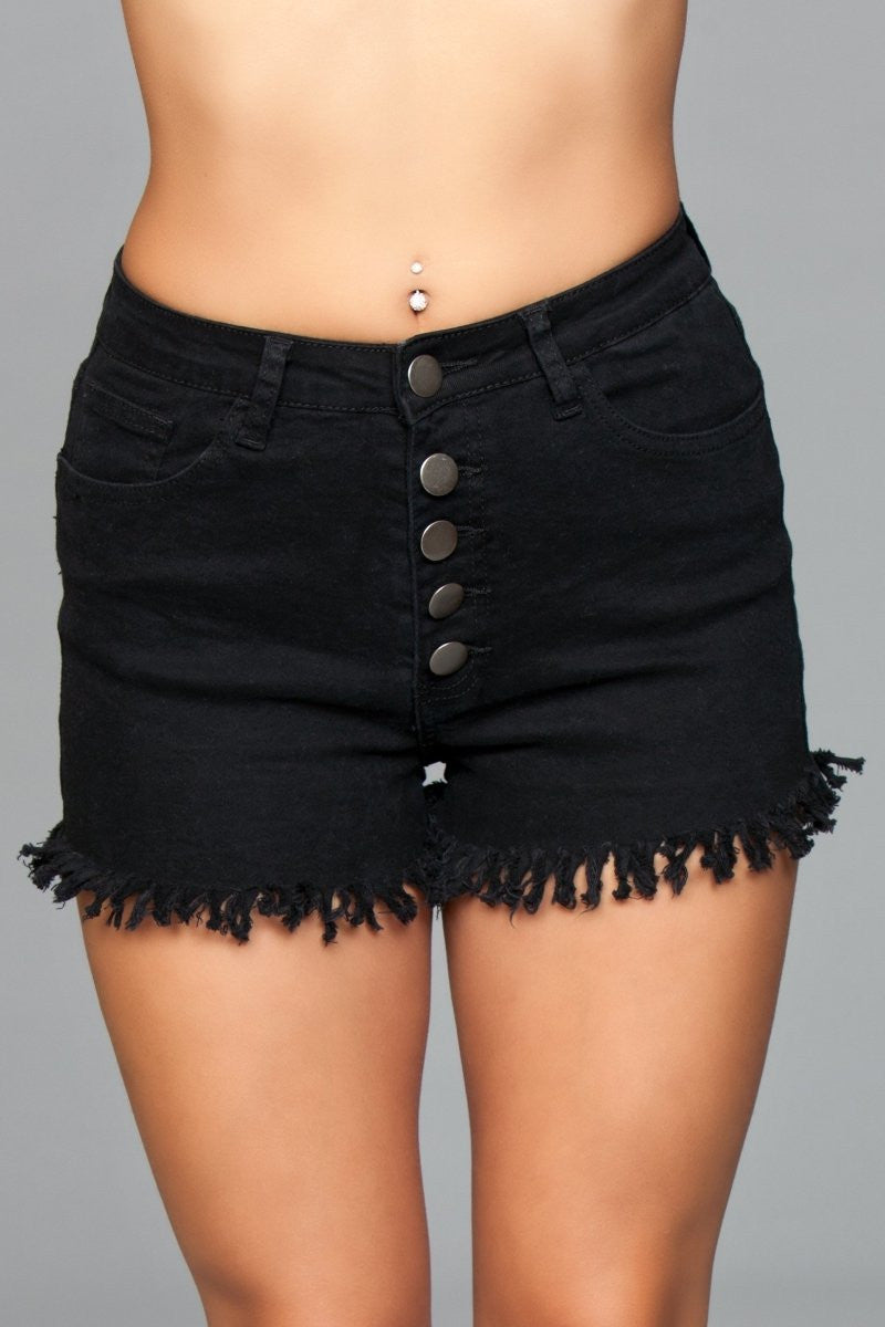 J9 Fringed Button Up Shorts, front view