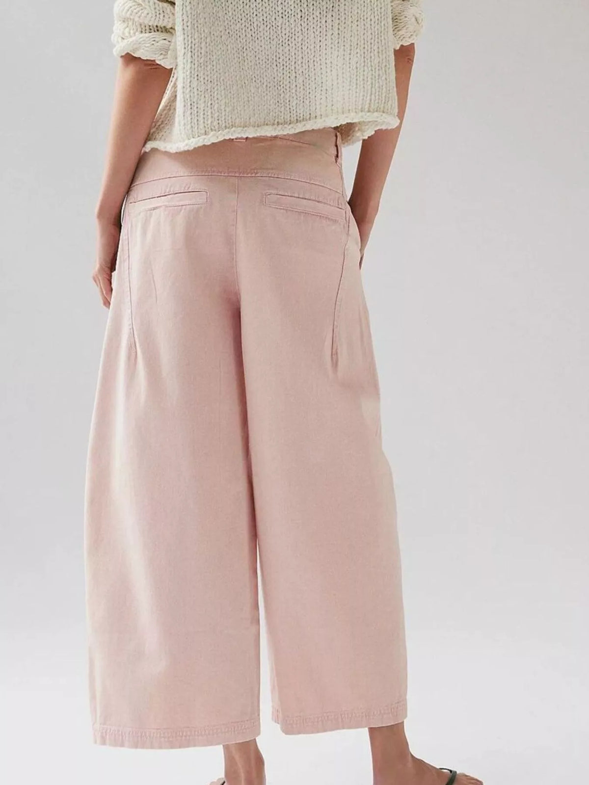 Wide-Leg Cropped Jeans - Pink - View 3