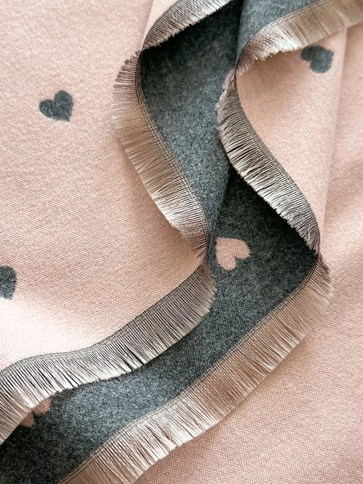 Heart Raw Hem Scarf - Pink - View 5