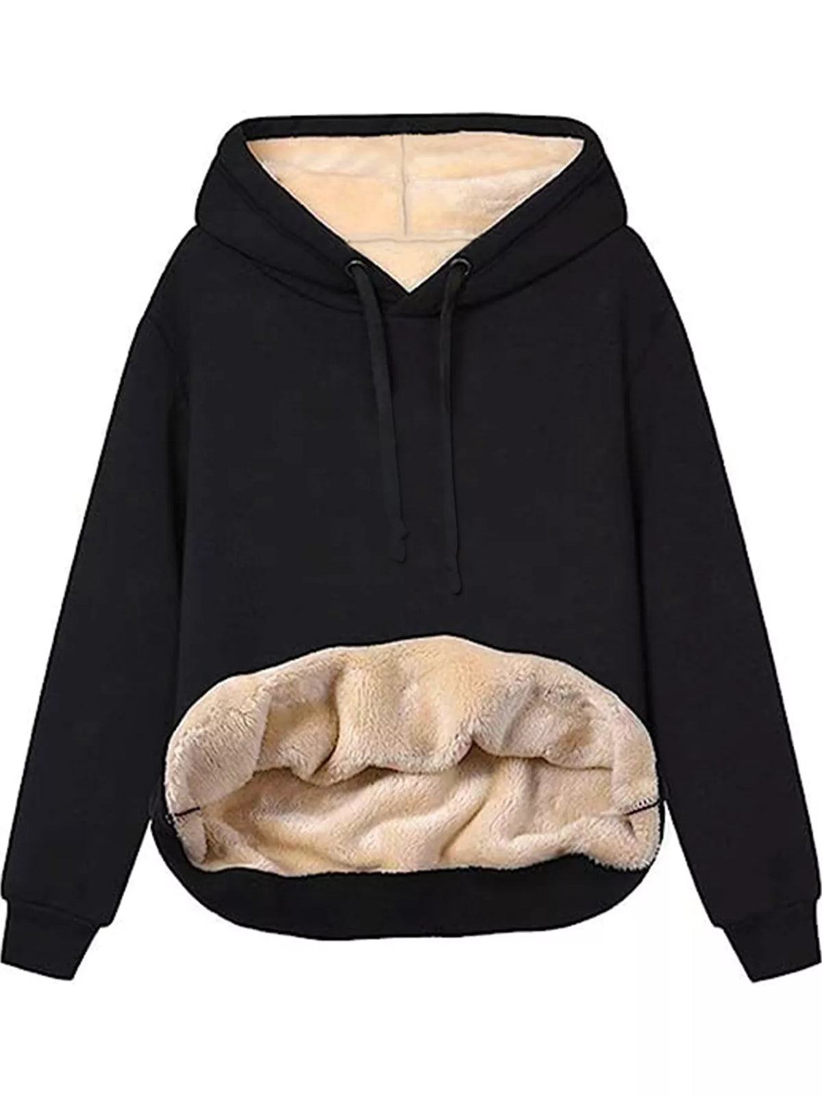Fleece-Lined Dropped Shoulder Hoodie