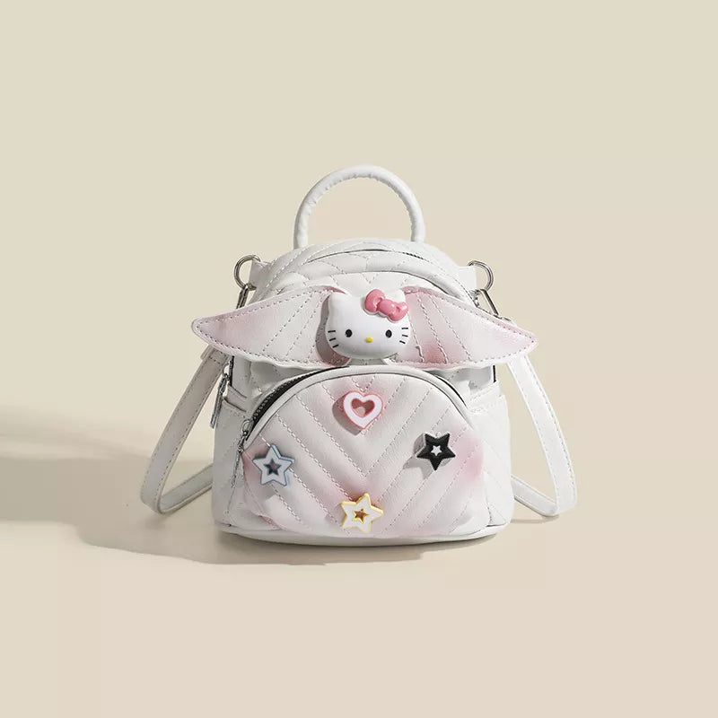 Wings Leather Backpack Bag - White - View 1