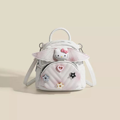 Wings Leather Backpack Bag - White - View 1