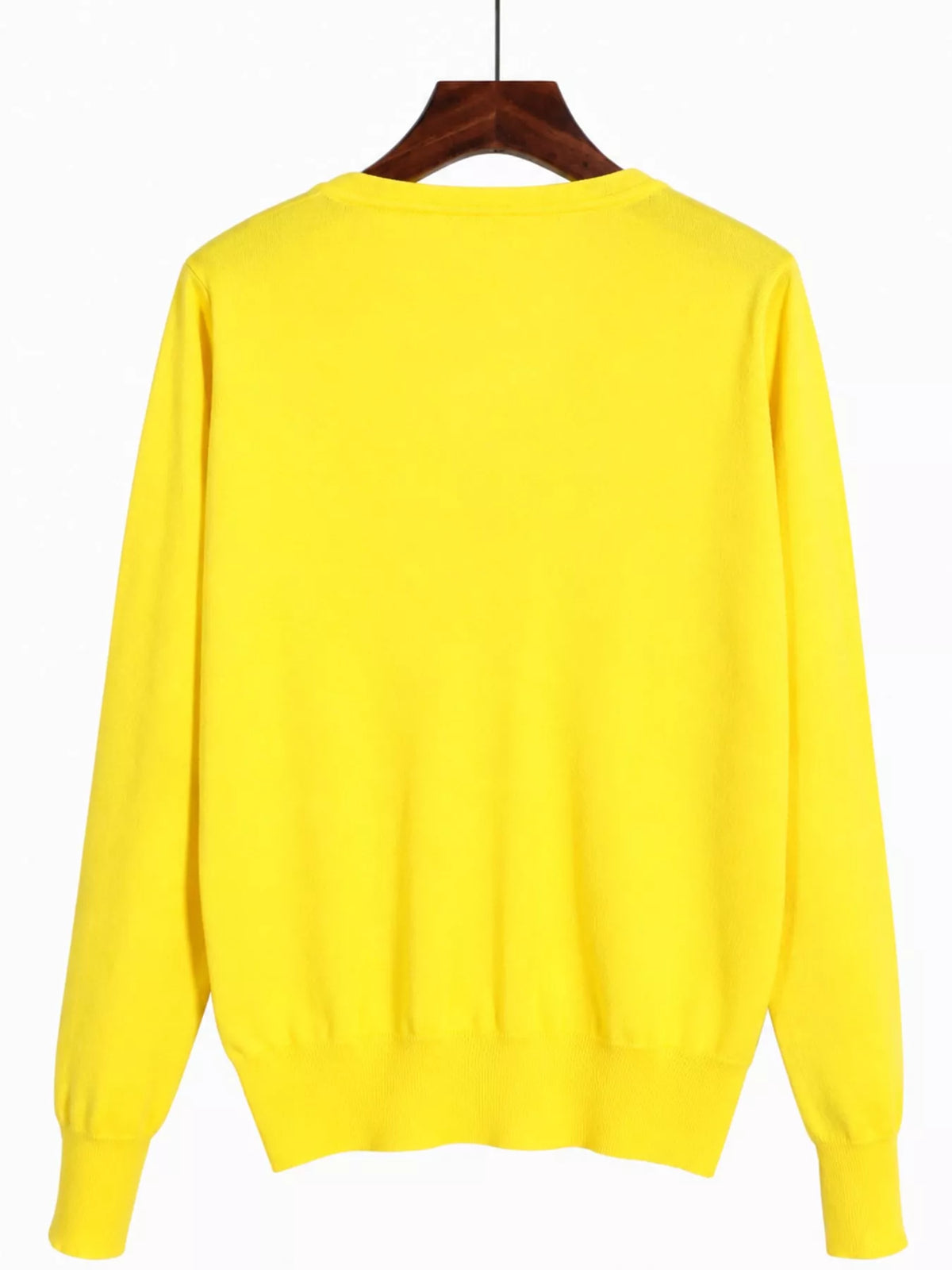 Classic V-Neck Button-Down Knit Cardigan - Bright Yellow - View 66