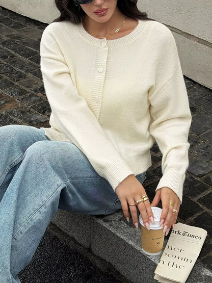 Button-Down Dropped Shoulder Cardigan - Apricot Color - View 4