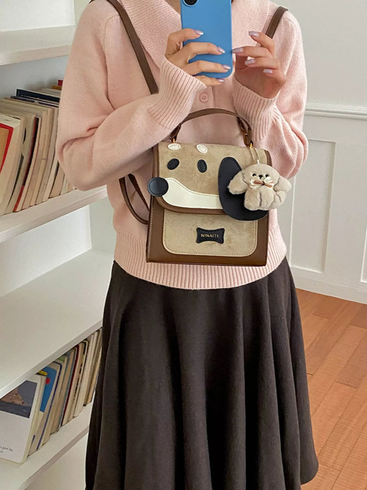 Color Block Backpack Bag - Khaki - View 2