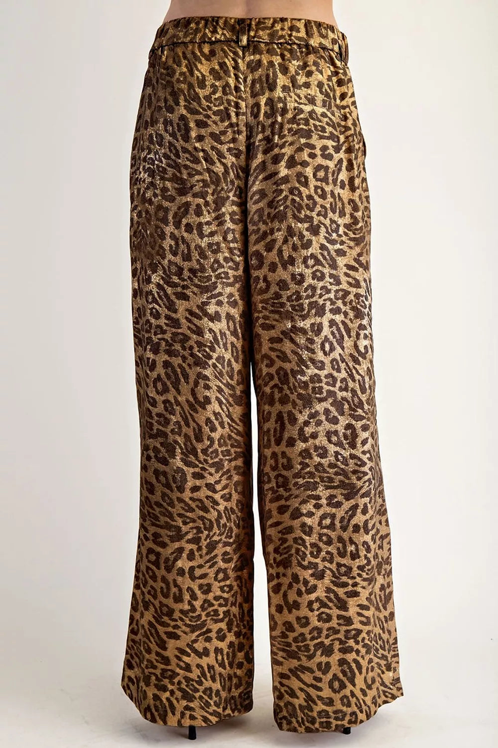 Multicolour Leopard Print Western Style Wide Leg Full Length Pants - Leopard - View 5
