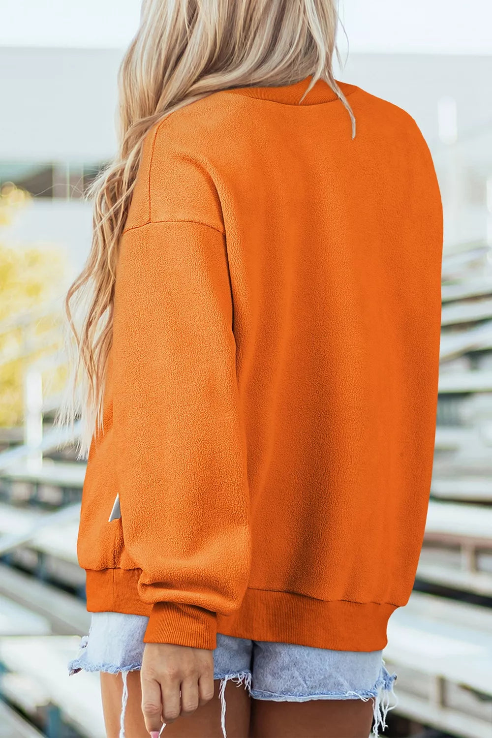 Spooky Season Mock Neck Reversible Halloween Sweatshirt - Orange - View 5