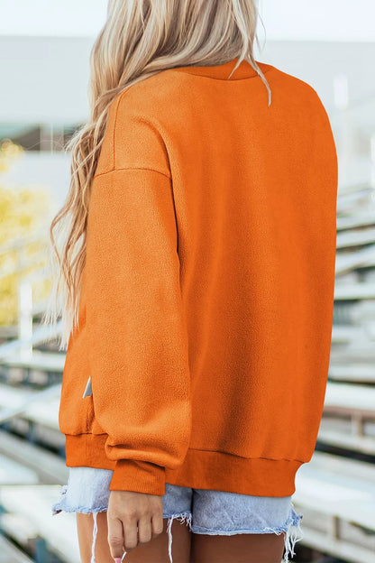 Spooky Season Mock Neck Reversible Halloween Sweatshirt - Orange - View 5