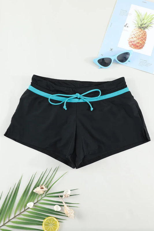 Full Size Drawstring Swim Shorts - Black - View 2