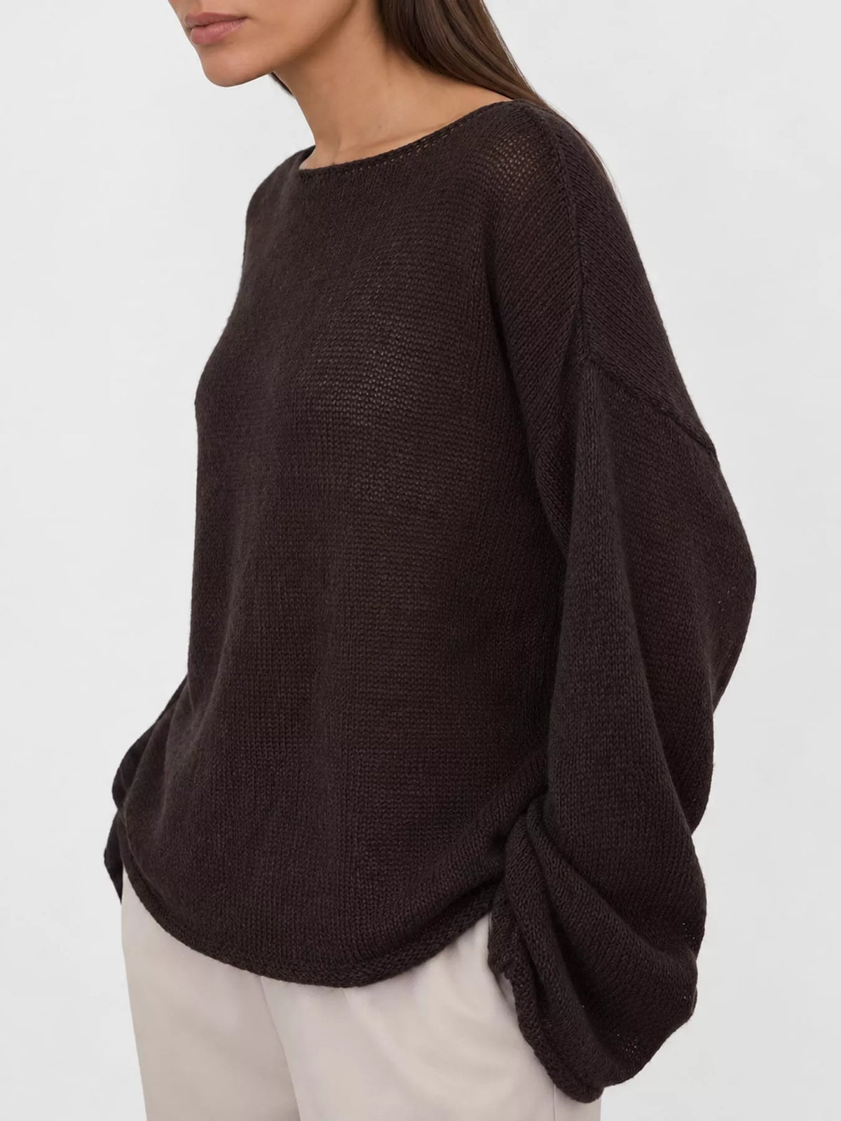 Full Size Sheer Lightweight Knit Top Plus Size - Coffee - View 20