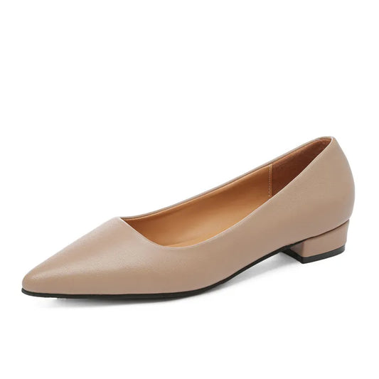 Pointed Toe Low Heel Pump - Apricot - View 1