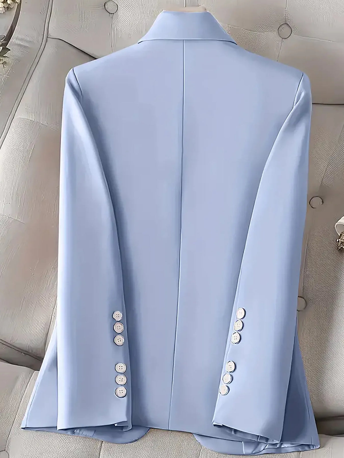 Single-Button Long Sleeve Blazer - Blue - View 5