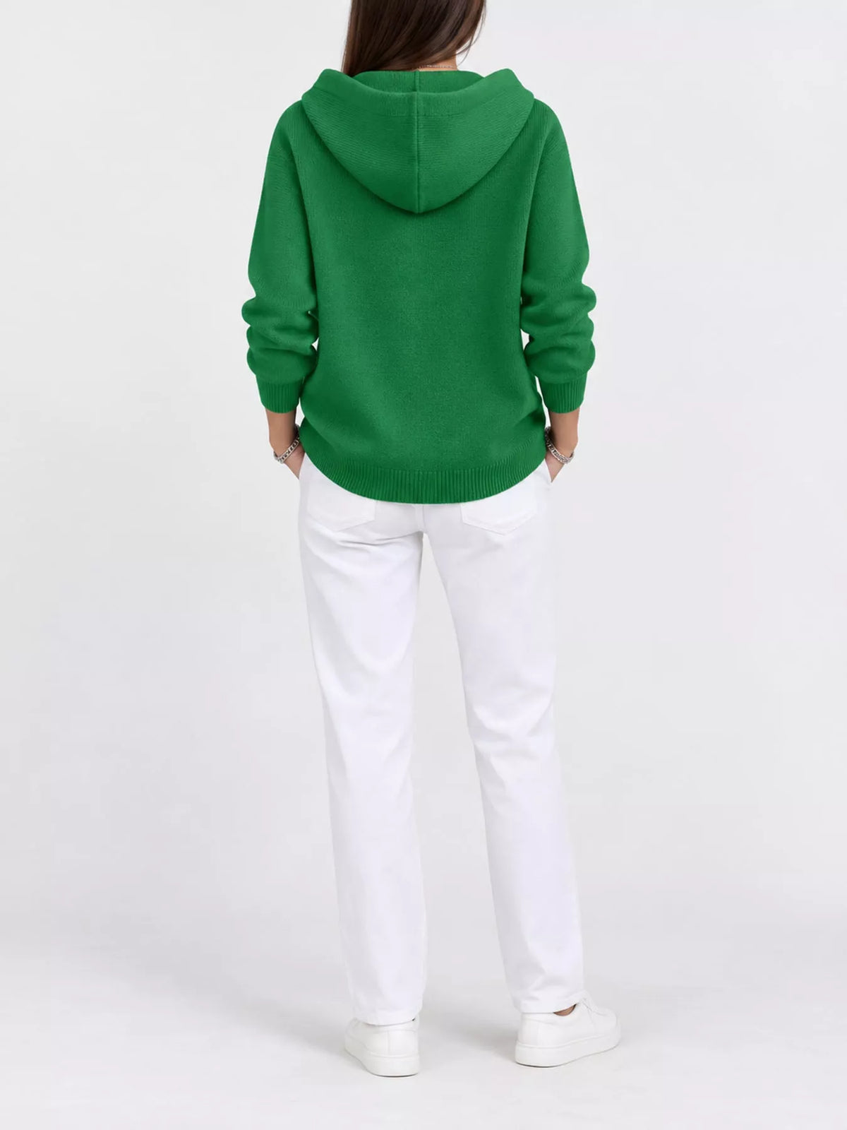 Full Size Hooded Button-Down Knit Cardigan Plus Size - Dark Green - View 16