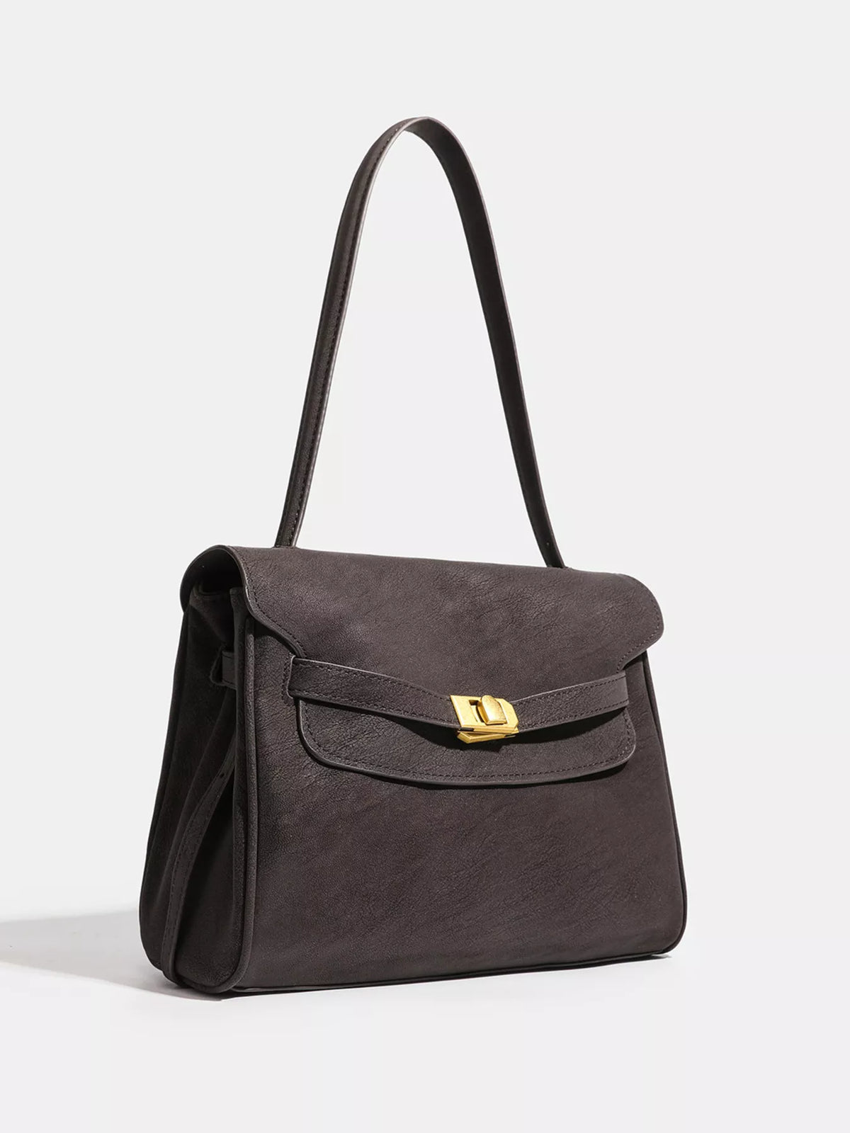 Buckle Closure Shoulder Bag - Coffee - View 2