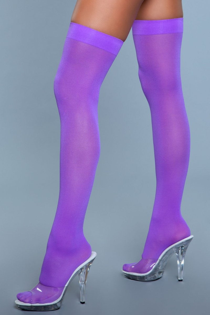 Opaque Nylon Thigh Highs, detail view