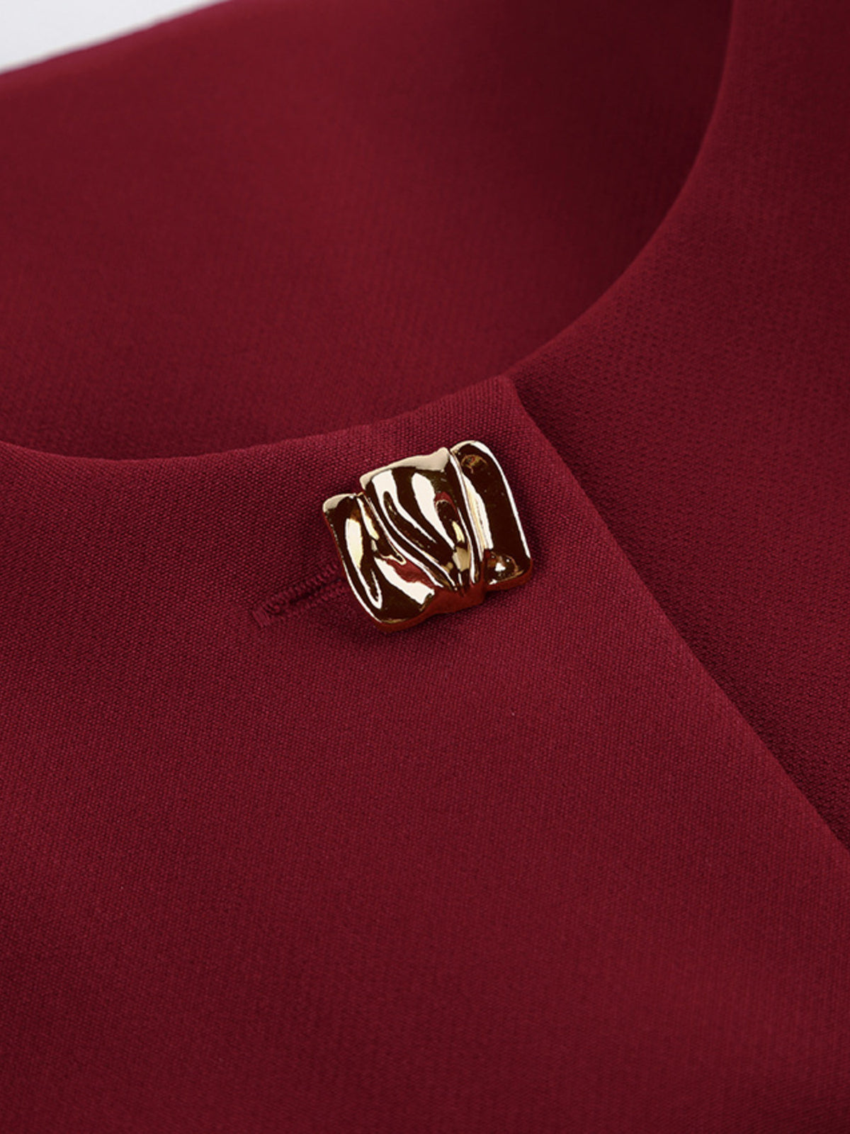 Button Up Peplum Blazer & Skirt Set - Burgundy - View 13