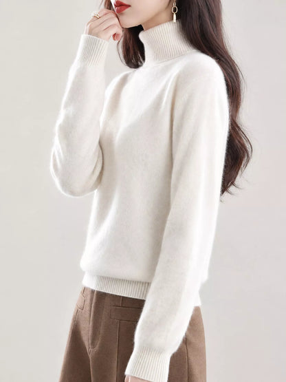 Full Size Turtleneck Long Sleeve Sweater Plus Size - Beige Camel - View 2