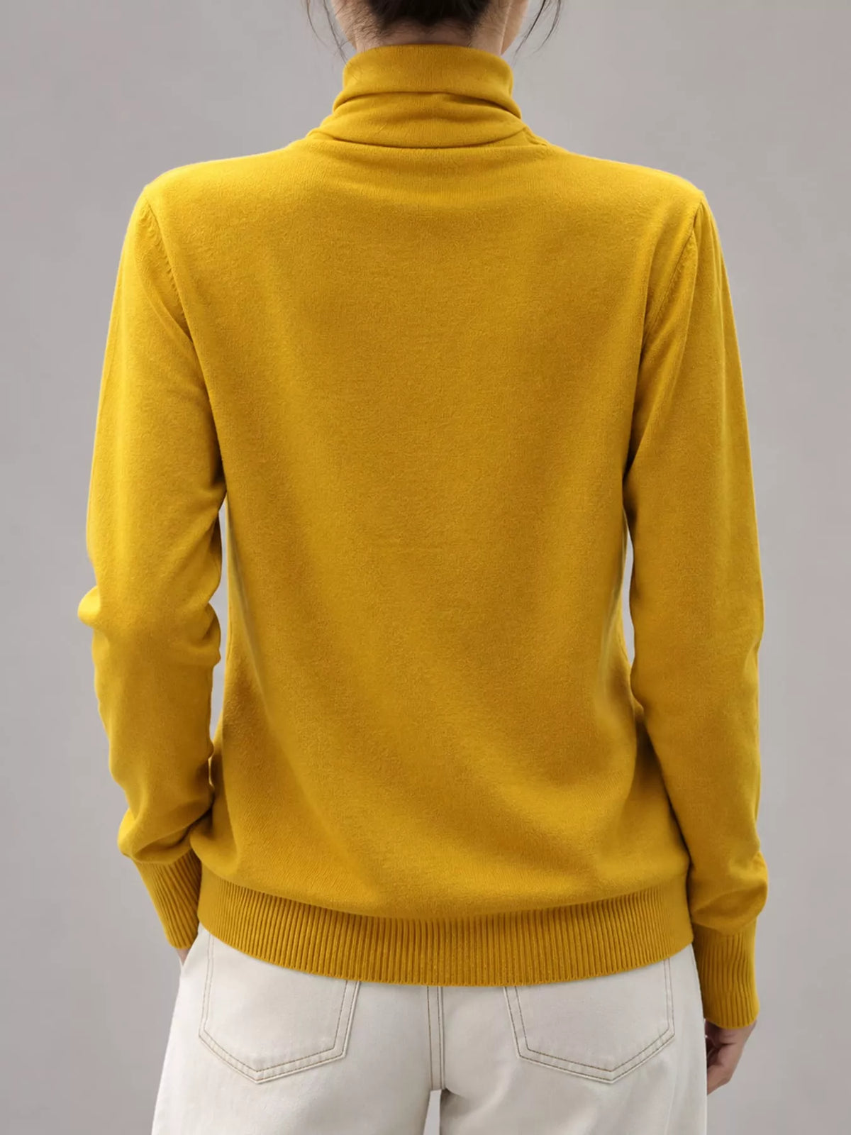 Full Size Slim-Fit Turtleneck Knit Top Plus Size - Mustard Yellow - View 36