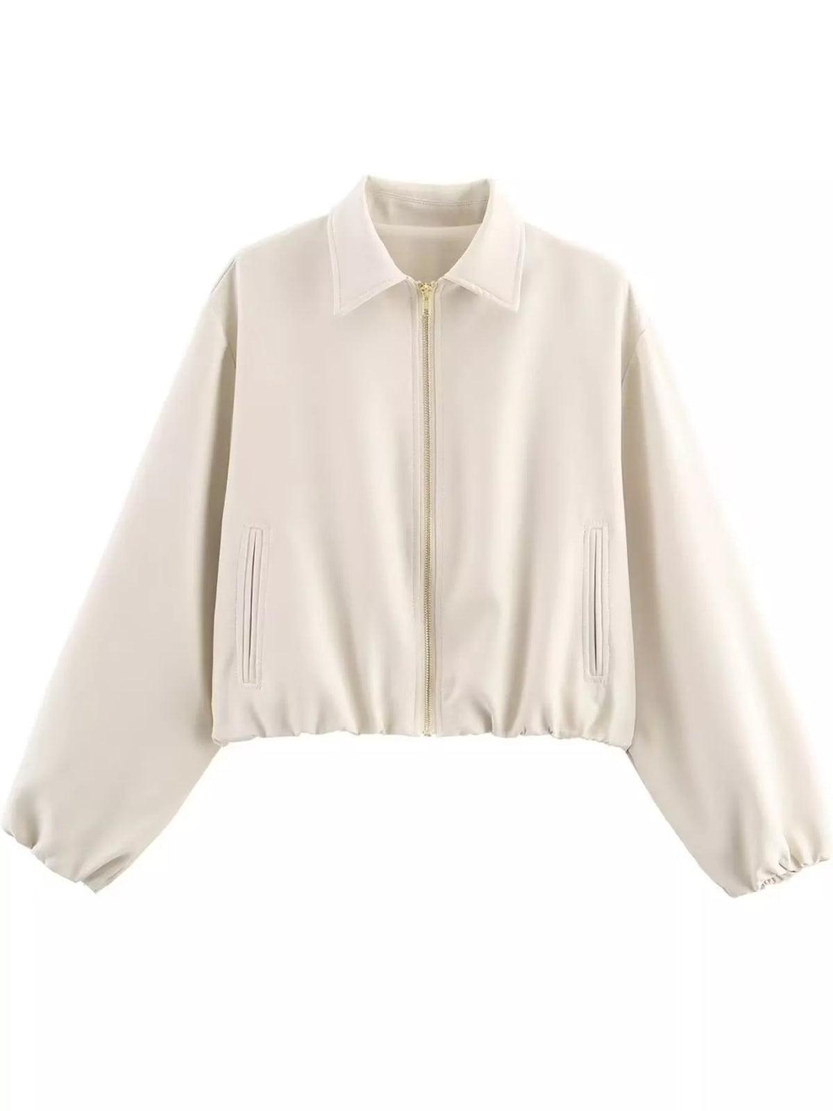Cropped Zip-Up Jacket - White - View 5