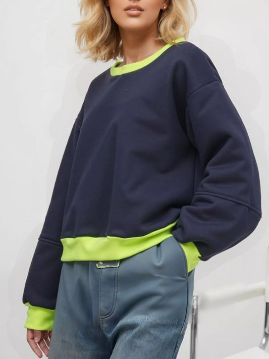 Contrast Trim Oversized Sweatshirt - product photo 1