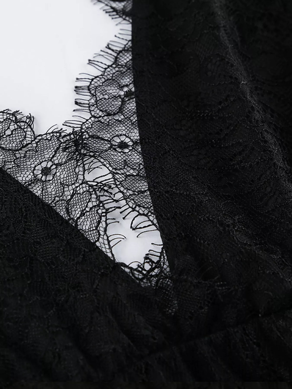 Lace V-Neck Sleeveless Maxi Dress - Black - View 13
