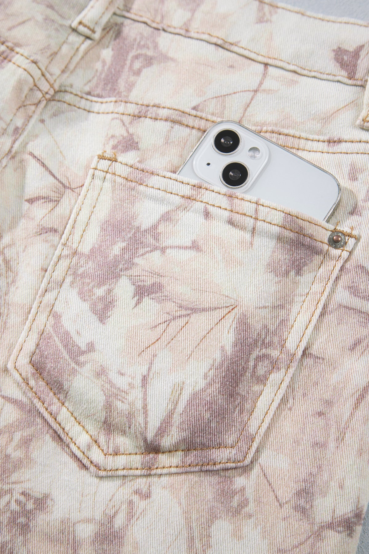 Khaki Woodland Camo Tummy Control Denim Wide Leg Jeans