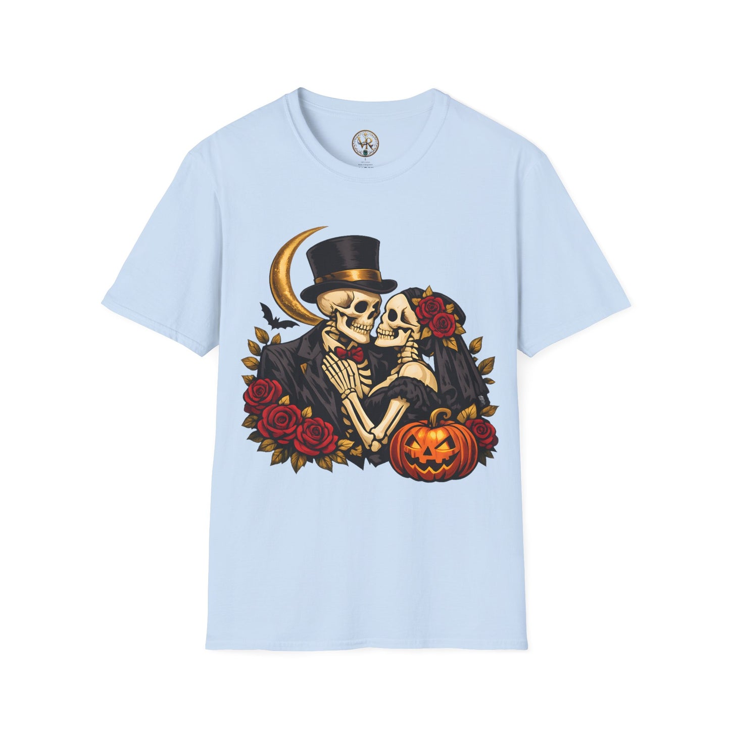 Skeleton Couple Halloween Tee - Light Blue - product view 1 - Light Blue